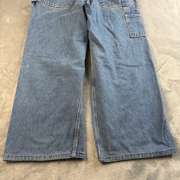 Carhartt Vintage Bibs Denim Carpenter Overalls Blue Wide Leg Men 34x26 47" Total - Picture 16 of 16